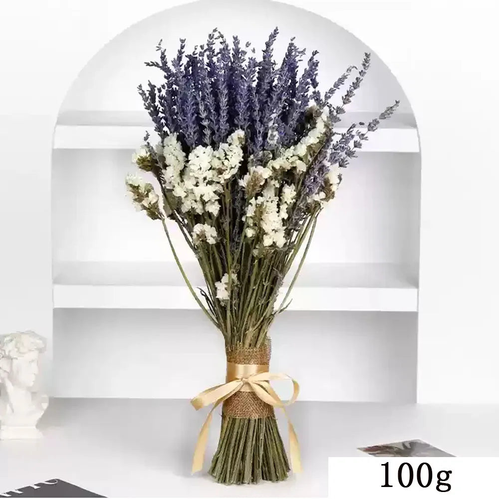 décoration maison bouquet fleurs séchées naturel 30 pièces blanc vert anniversaire baby shower
