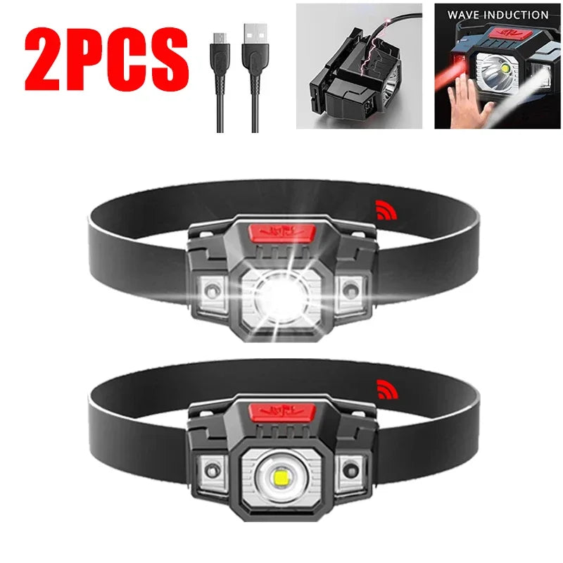 lampe frontale led rechargeable usb modes éclairage camping pêche nuit escalade chasse couleur noir
