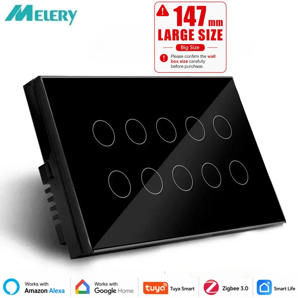 interrupteur mural intelligent noir tactile verre trempé alexa google zigbee 3.0 tuya