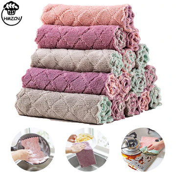 torchons cuisine microfibres texturés rose mauve vert gris wave edge modernes nettoyage vaisselle efficaces