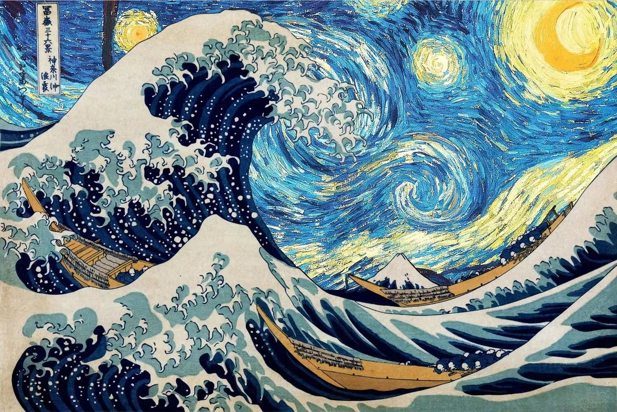 tableau peinture numéros paysage marin vague japonaise art mural décoration intérieur maison