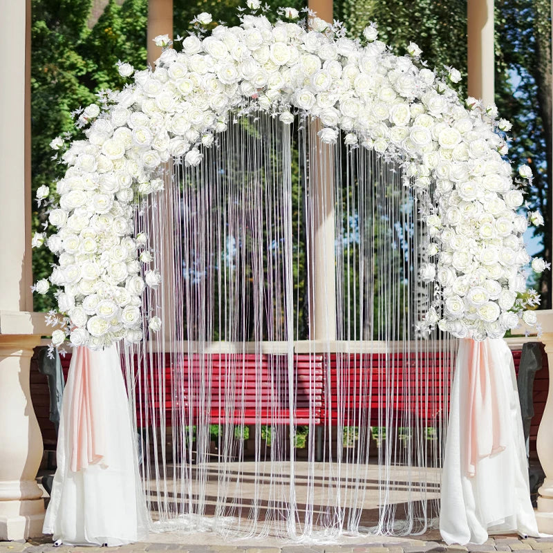 décoration florale mariage blanc romantique arche feuilles extérieur 90cm x50cm événement champêtre élégante