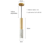 lampe suspendue marbre or veines moderne 100cm hauteur 5w led gu10