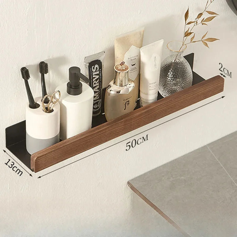 étagères murales bois modernes clips noir téléphone serviettes cosmétiques salle bain góc treo đồ