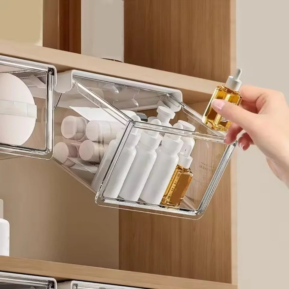 boîtes rangement transparentes maquillage reutilisables abs modernes étagères minimaliste produits beauté soins peau