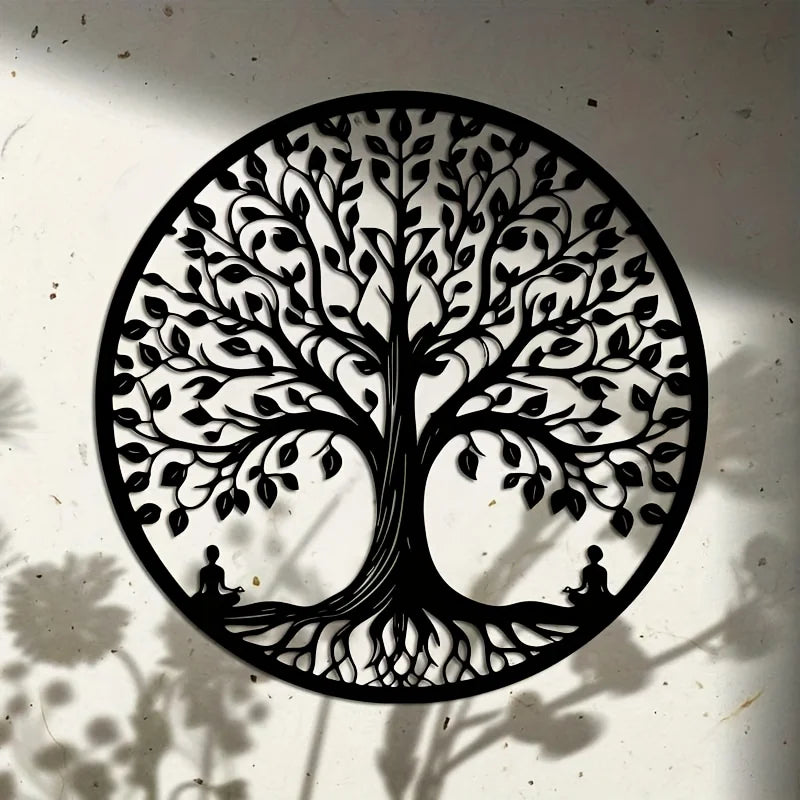 décoration murale métal arbre vie feuilles branches moderne opaque chambre salon