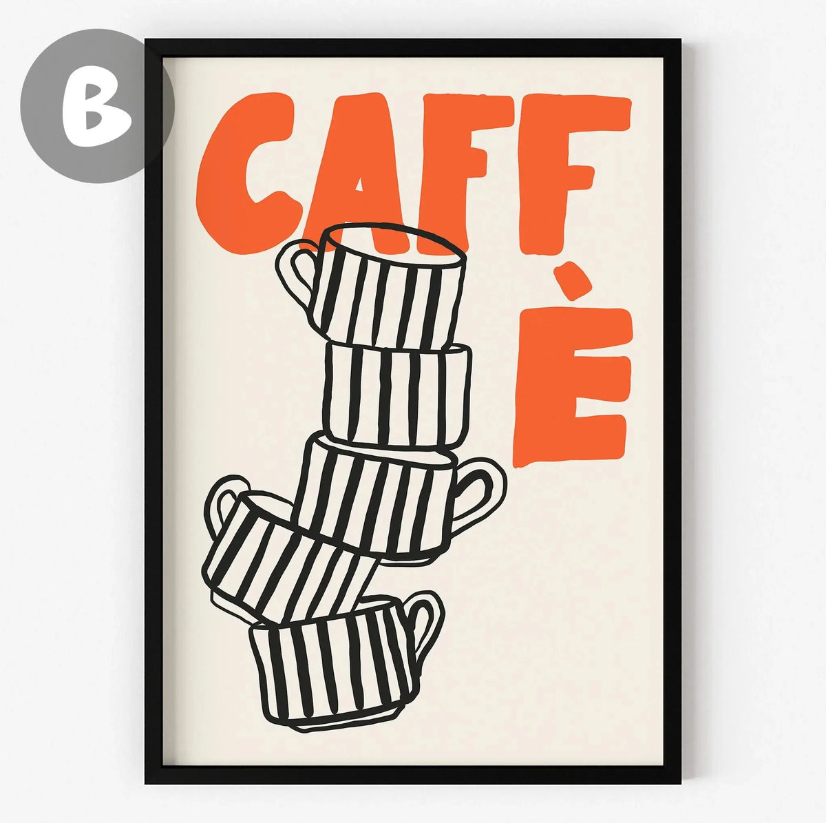 affiches modernes graphiques tasses espresso caffè noir blanc salon decoration