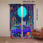 rideau polyester violet bleu vert moderne personnages champignons forêt 75x166 105x230 130x210