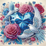 tableau diamants oiseaux fleurs multicolore moderne décoration murale adhésif création artisanale 30x30cm