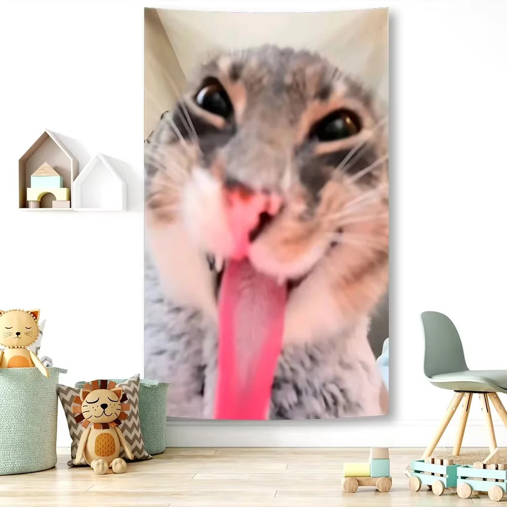 toile d'art pop rose gris bleu visage animaux porc chat vache tigre
