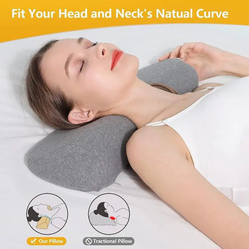 coussin sommeil cervical gris ergonomique mousse mémoire forme polyester coton