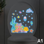 sticker mural sous marin multicolore poissons coraux dauphin cartoon opaques salle bain