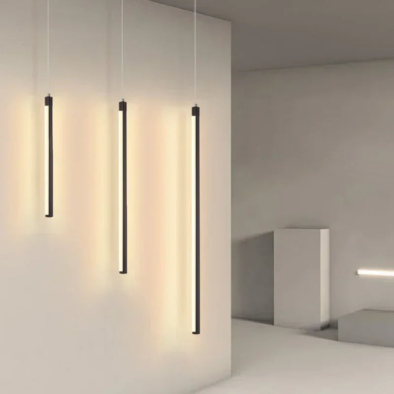 lampe suspension moderne noire rectangulaire minimaliste luminaire salon chambre métal aluminium intérieur
