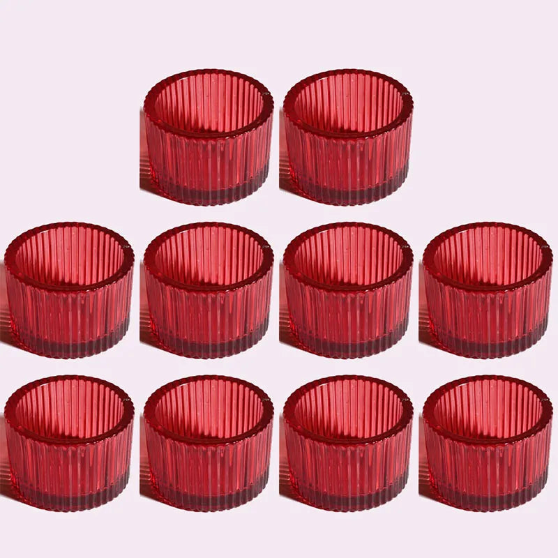 bougeoirs rose rayées modernes support bougie décoration table mariage tealights pack 10