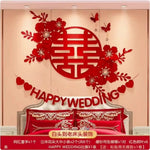 décoration mariage fleurs 3d noeud papillon symbole double bonheur happy wedding adhésif traditionnel asiatique