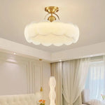 lampe suspendue moderne blanche dorée texture ondulée intérieur chambre étude télécommande led