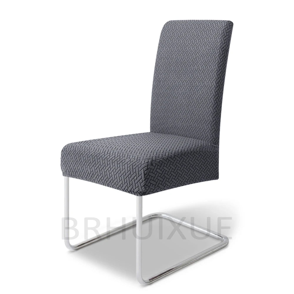 housse chaise tissu jacquard motifs géométriques gris clair moderne protection meuble détachable