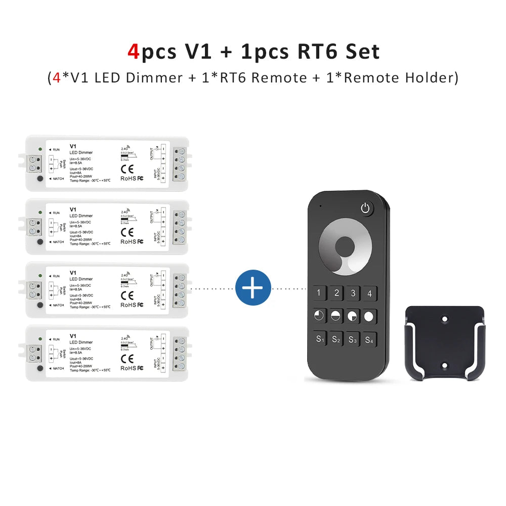 dimmer led kit zones télécommande sans fil remote controleur bande led push switch alimentation