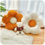 coussin peluche floral couleurs vives motif fleur peluche douce moderne confortable adhésif blanc jaune