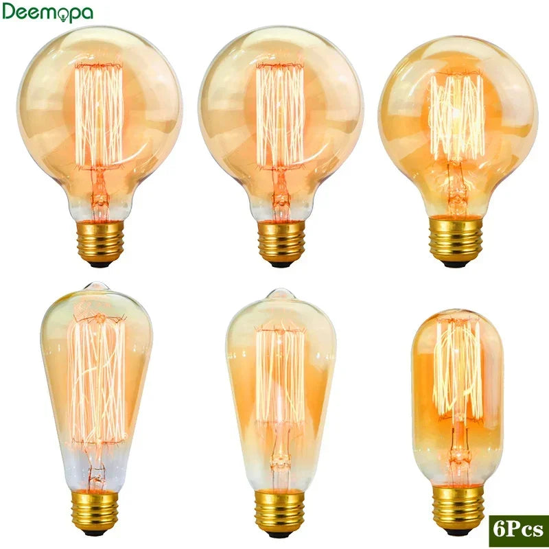 ampoule edison filamente spiral dorée vintage 360° lumens e27 transparente