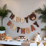 guirlande lettres happy birthday ours brun décor anniversaire clips marron carton festive