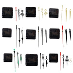 mouvement mécanique horloge aiguilles pointues cadres noirs pièces internes classiques dorés rouges verts fixations