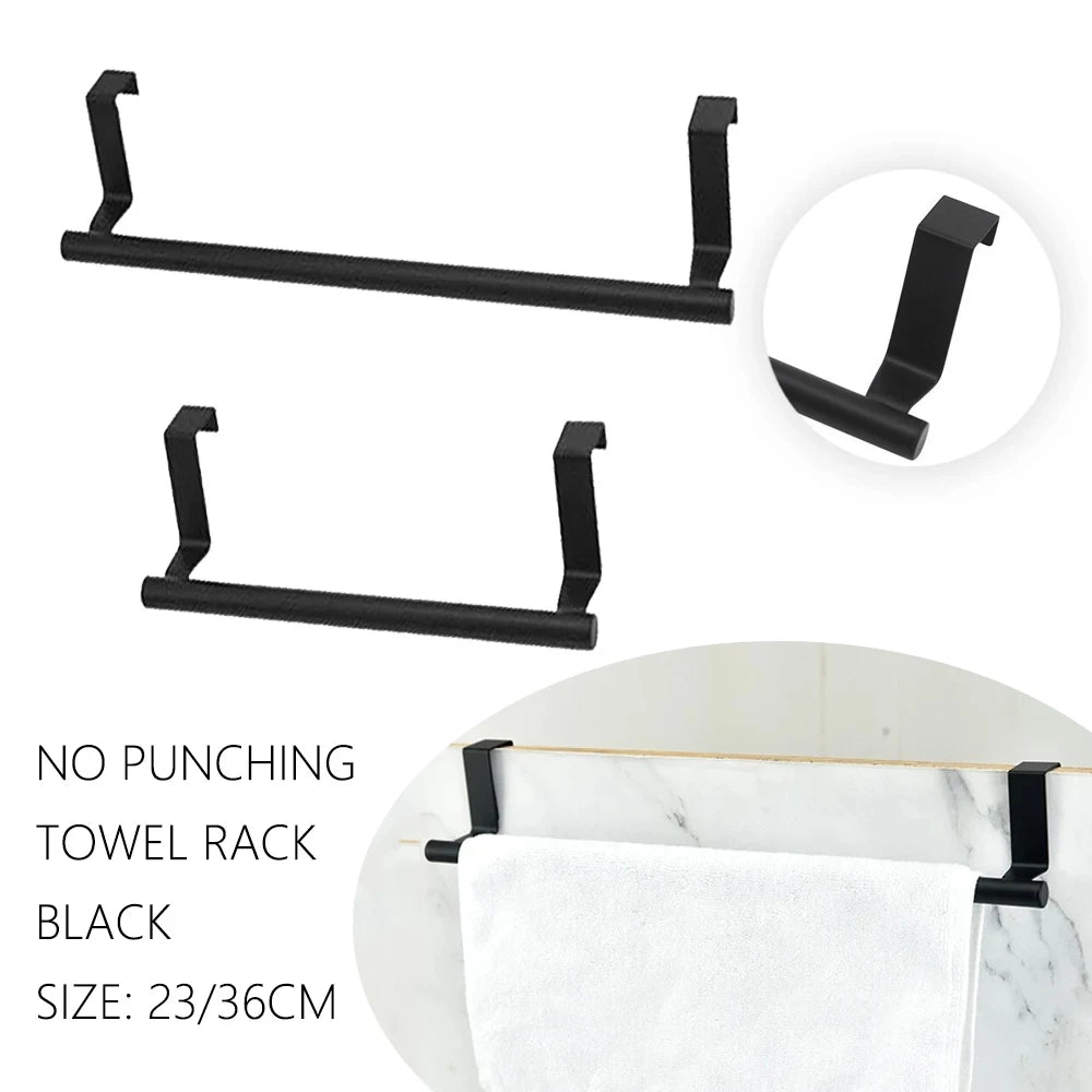 porte serviettes mural acier inoxydable moderne fixé adhésif argent noir uni
