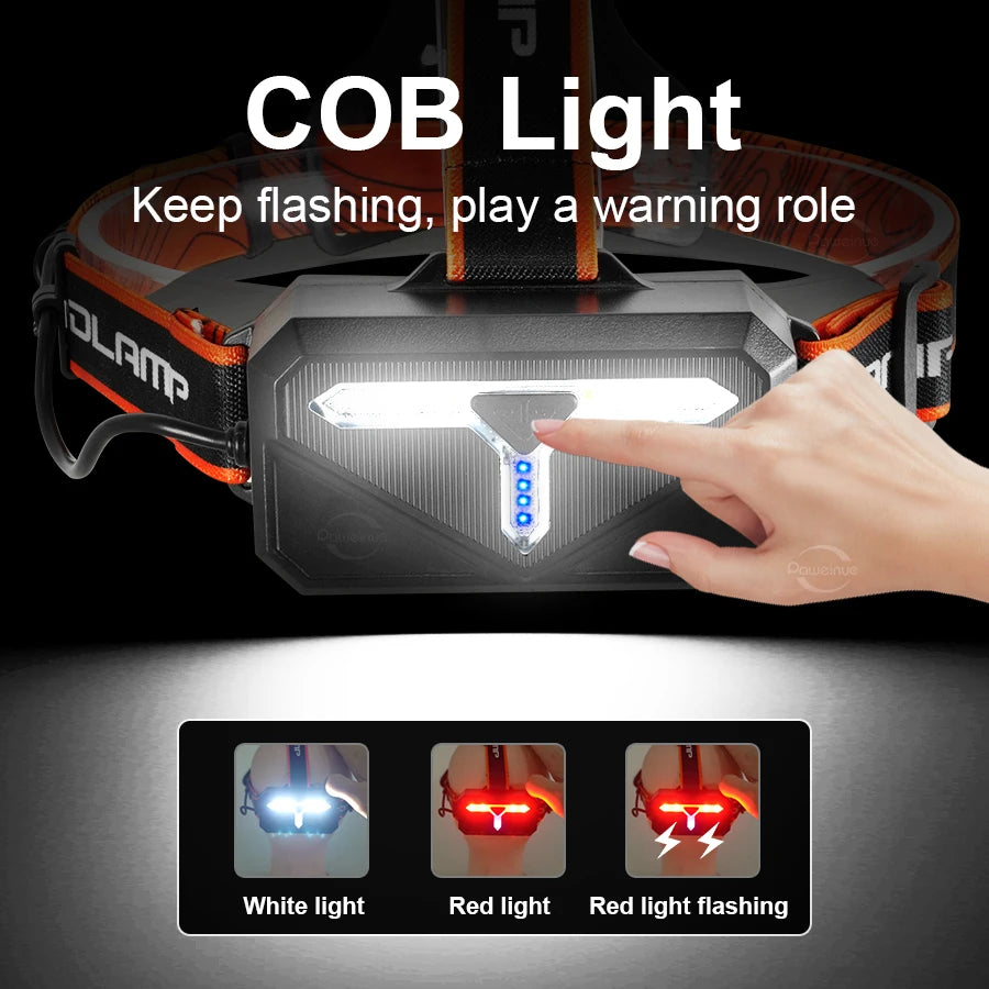 lampe frontale led rechargeable tactique hiking camping 180° bande élastique usb