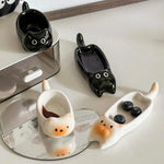 porte sauce forme chat noir blanc visage queue décoratif moderne