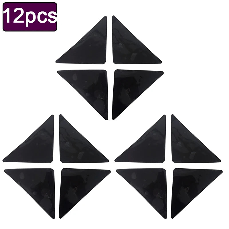 protections d'angle triangulaires adhésives tapis meubles antislip noires grises minimalistes 12pcs poils longs alvéolées