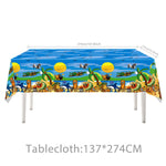 nappes jetables enfants motifs animaux fruits paysage anniversaire bleu marron vert turquoise festive