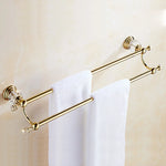 porte serviettes mural or cristal rondelles classique vis invisibles double barres 615mm