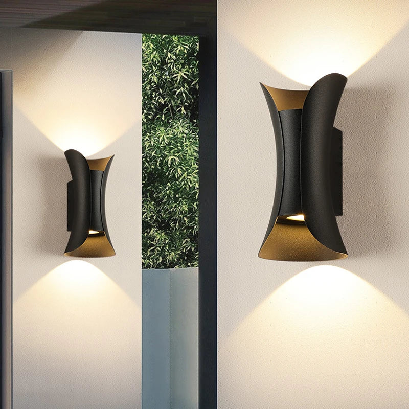 lumière murale led moderne étanche ip65 noir blanc or contemporaine fixations courbes élégantes