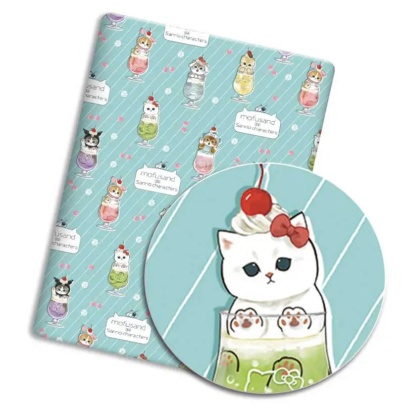 serviettes animales bleu vert rouge illustration mignonne chiens chats oiseaux coton polyester