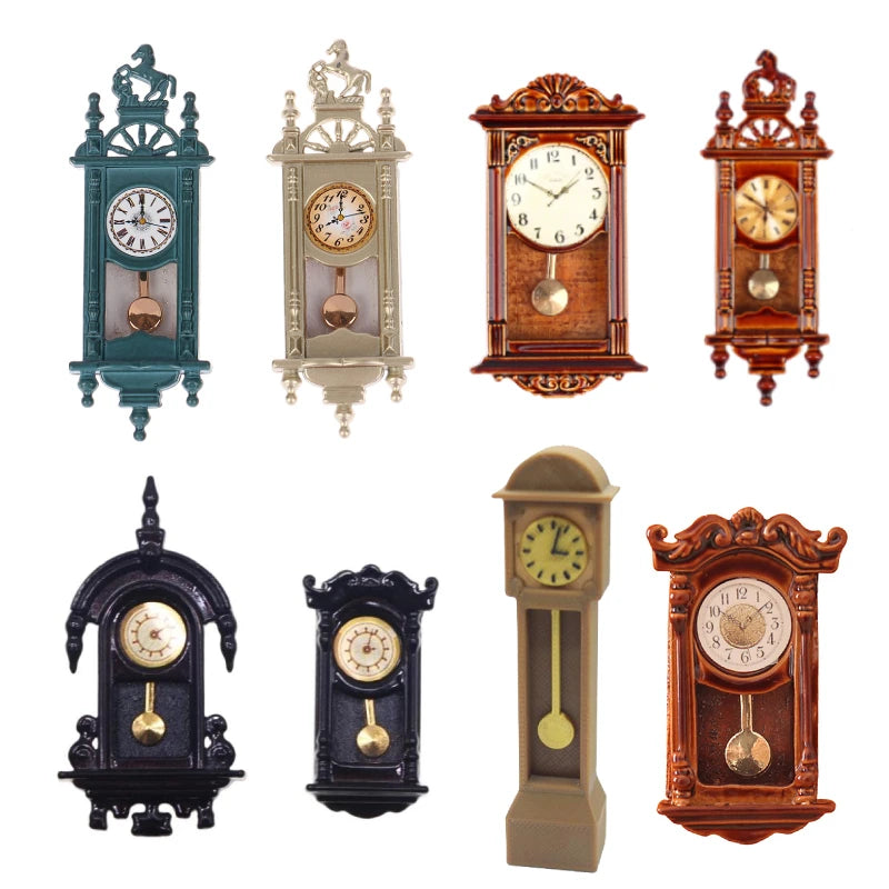 horloges murales classiques vintage ornements sculptés pendule doré bois métal résine vert beige noir
