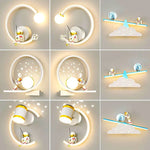 lampe murale moderne astronaute étoiles lune blanc doré crème minimaliste chambre enfant