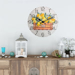 horloge murale bois citron feuilles vintage salon 10 12 14 16 pouces quartz