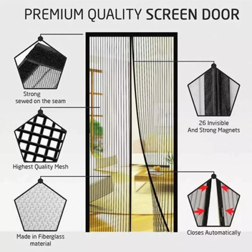 rideau porte aimants noir maille fine anti insectes moderne 80x210cm 90x210cm 100x210cm 110x210cm 120x210cm