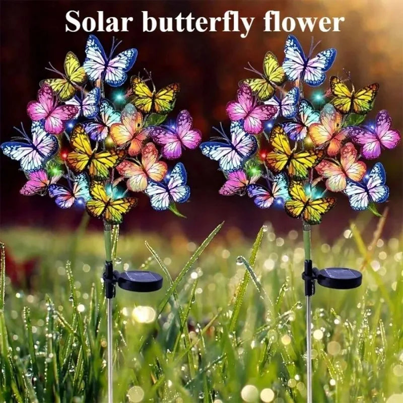 lampe solaire jardin décoration papillon fleur extérieur décoration pelouse terrasse extérieur lumière led colorée