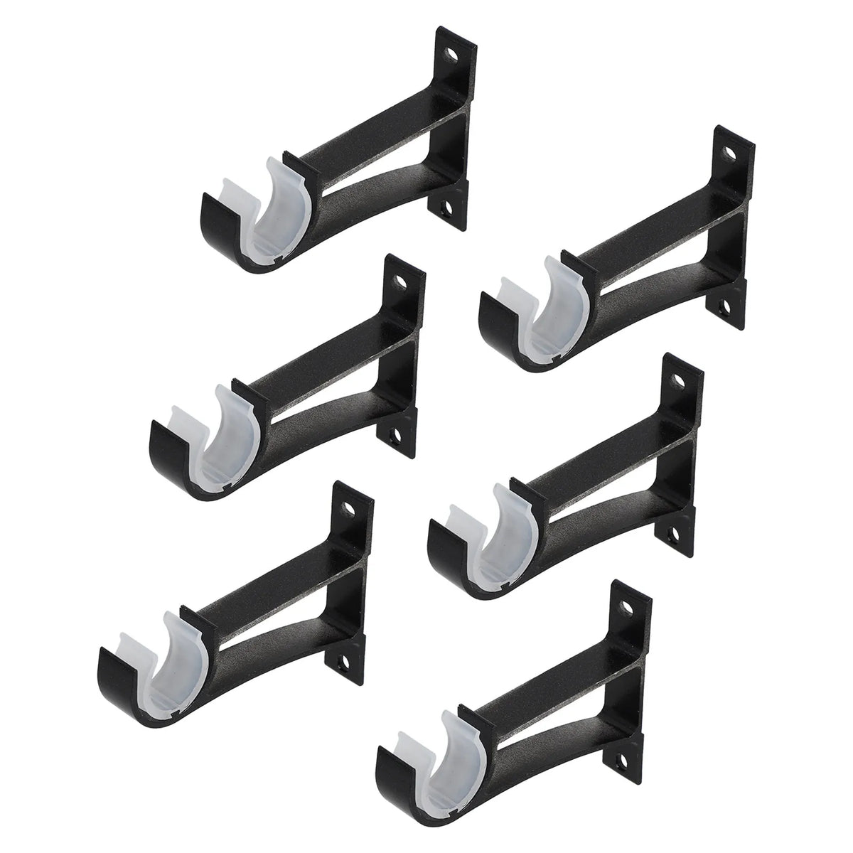 supports tringle rideaux plastique lisse moderne noir blanc fixations murales anneaux rideaux tringles