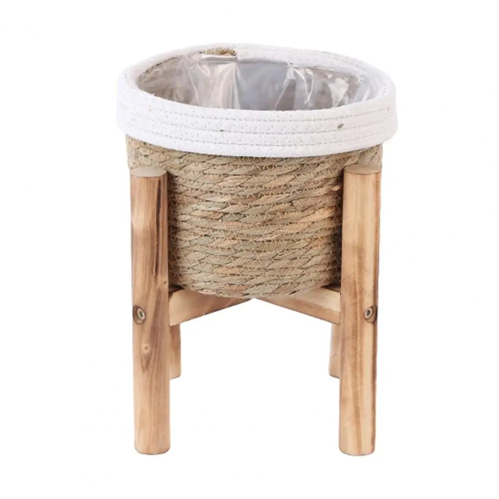 pots plante naturel blanc corde tressée bois rustique boho chic plastique transparentintérieurextérieurbalcon
