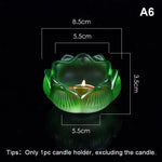 support bougie verre transparent forme fleur lotus décor maison artisanal coupe vent porte bougie