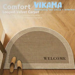 tapis demi circulaire beige clair velours bouclé moderne antidérapant porte entrée bienvenue maison résistant