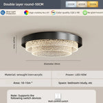 lampe moderne texture bois cristaux dorés noir opacité led tricolore