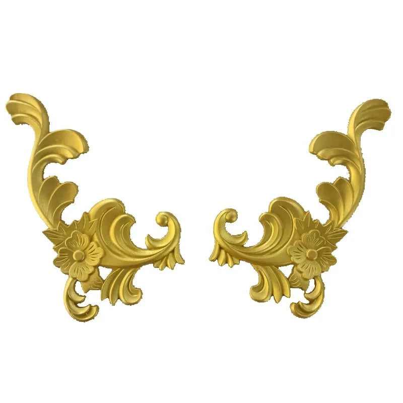 appliques murales or floral baroques classiques argent feuilles stylisées
