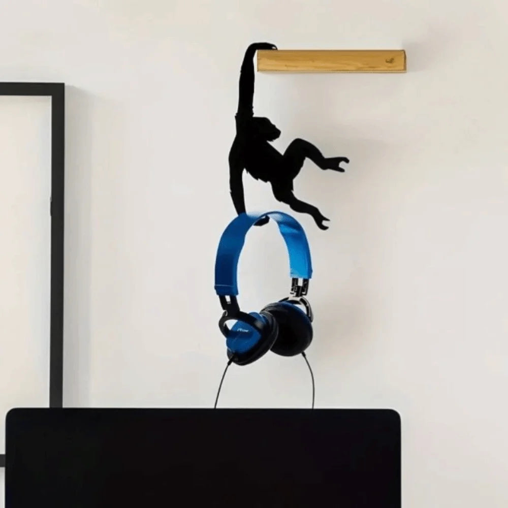 décoration murale singe noir minimaliste support cuisine tringle fixe sans perçage