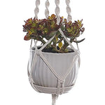 sac plante suspendu macramé blanc boho artisanal pot fleurs blanc