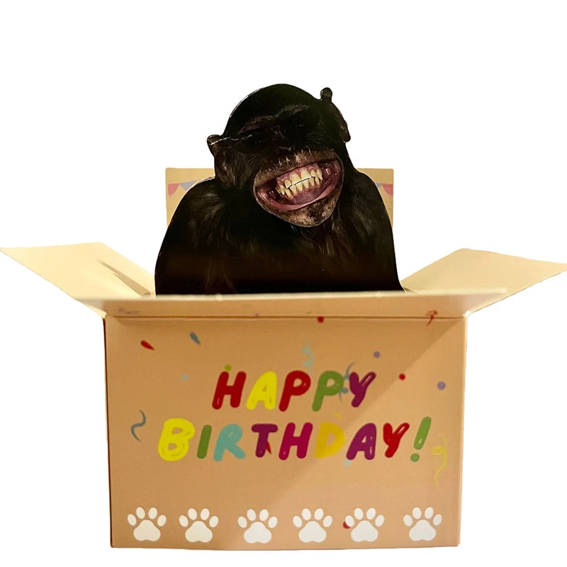 pop up carte anniversaire happy birthday animaux ballons colorés décoration maison festive