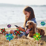 pinwheels multicolores effet métallique bâtons rose jouet enfant décoratif extérieur set 50 pièces