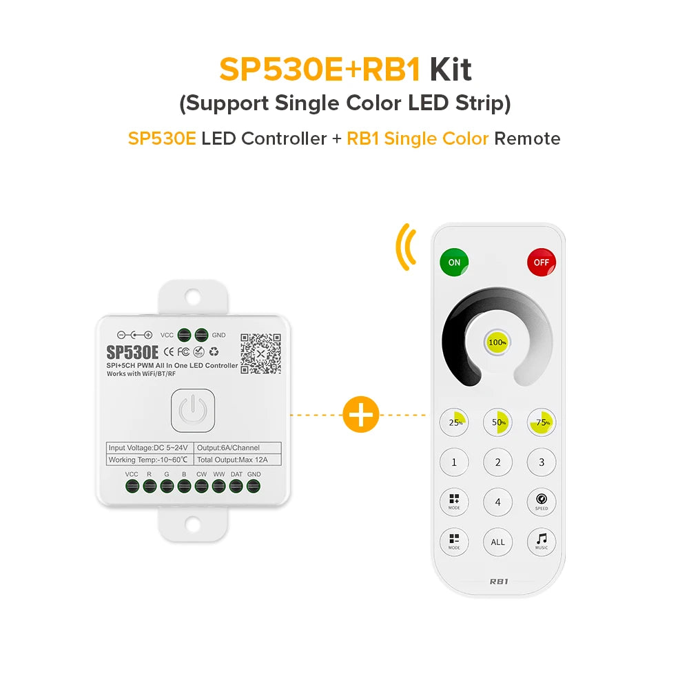contrôleur led wifi bluetooth 5ch pwm rgbw ws2812 ws2811 sk6812 20m distance modernes
